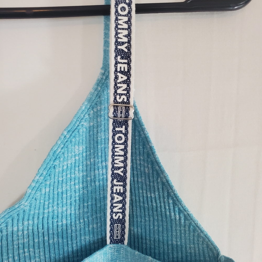 TOMMY JEANS Women's Large Blue Cropped Sweater Tank Top New with Tags - Picture 4 of 6
